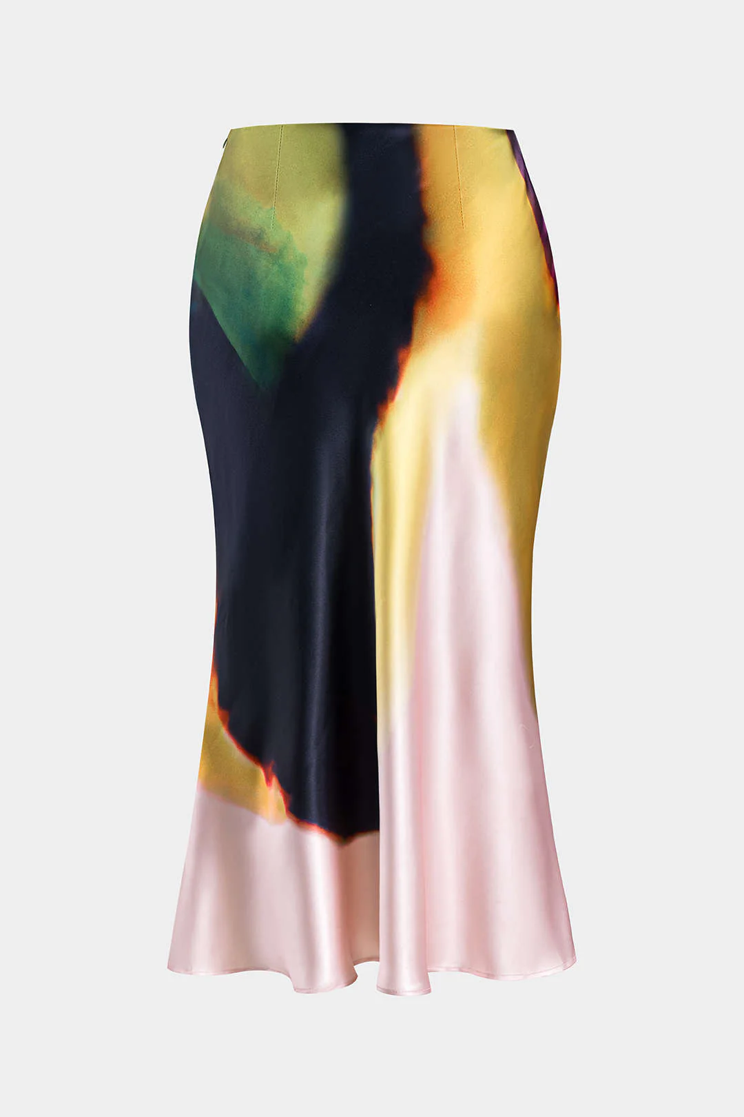 Plus Size Ombre Print Satin Zipper Skirt