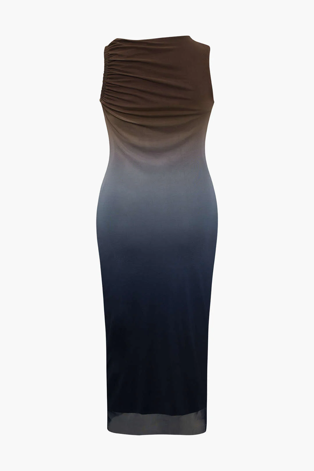 Plus Size Ombre Print Ruched Tank Maxi Dress